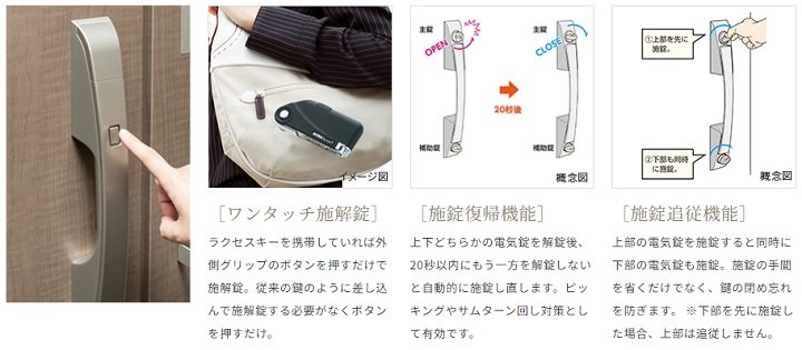 操作性と安全性を両立した電気錠採用の玄関ドア