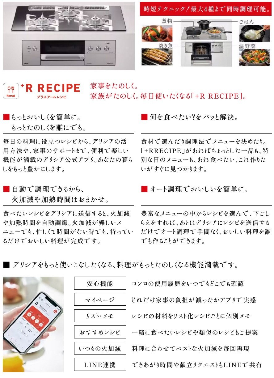 クラス最上級ガラストップコンロ「DELICIA」採用
