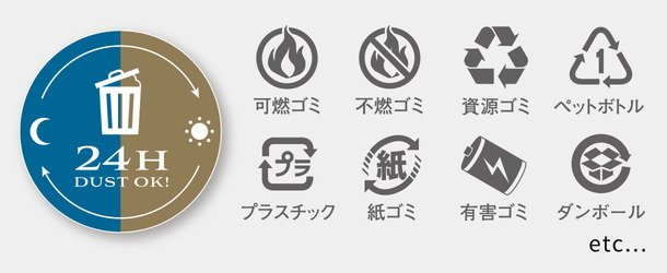 いつでも好きなときにゴミを捨てられる
24時間ゴミ出し可能