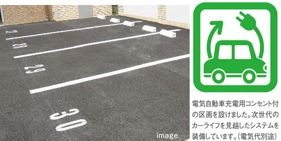 平面駐車場+電気自動車対応