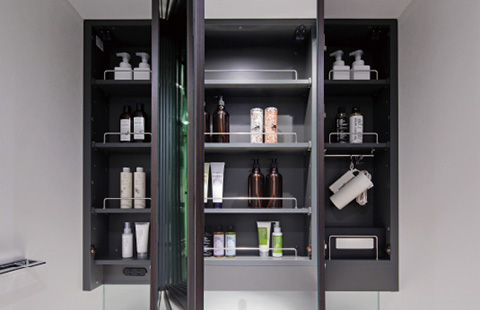 収納棚付三面鏡