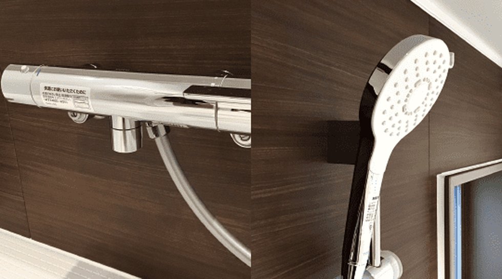 壁付サーモスタット混合水栓&シャワーヘッド