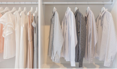 衣類や季節物をすっきり収納できる大容量のグランクローク。