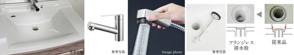 人造大理石の天板・ボウル一体型カウンターと節湯型のシングルレバー混合水栓