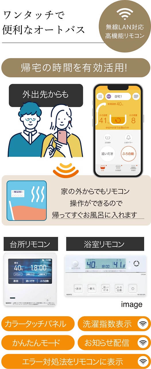 ワンタッチで便利なオートバス