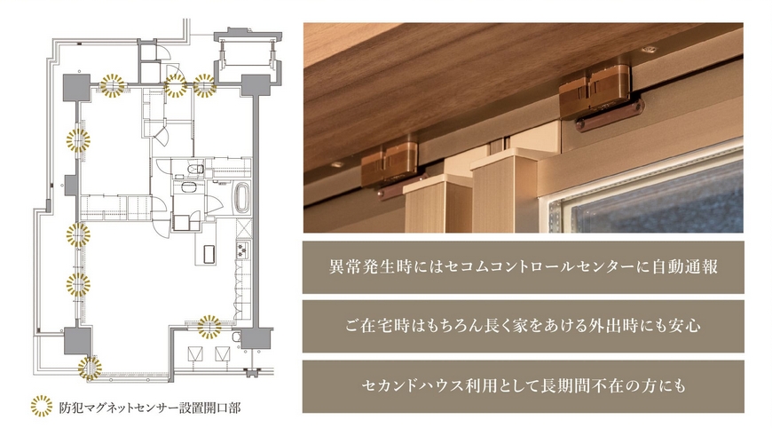 「防犯マグネットセンサー」を全ての開口部に設置