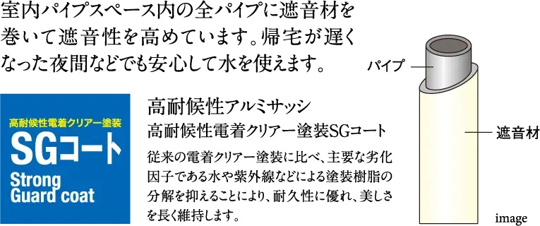 水回りの水音も静か