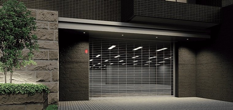 駐車場はシャッターゲート付き
