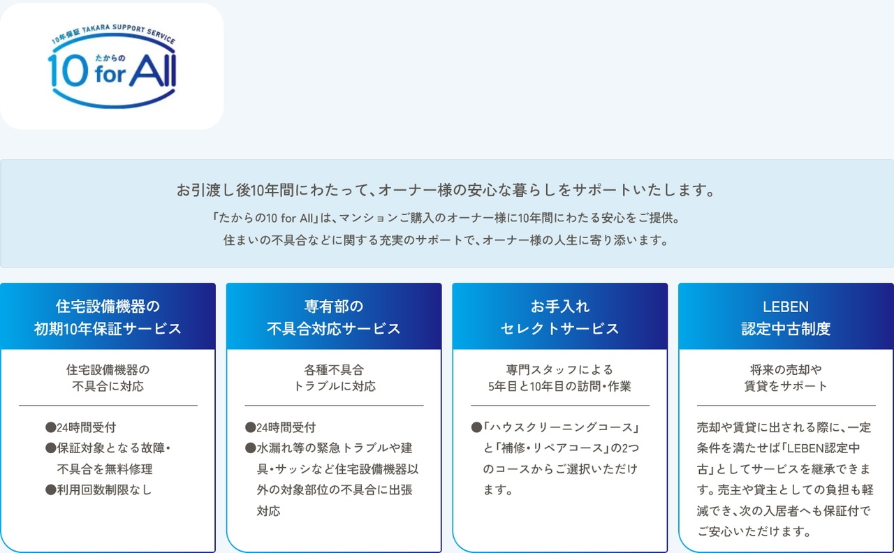 たからの10 for All（専有部メンテナンスサービス）