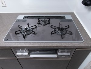 水無し両面焼グリル付３ツ口コンロ