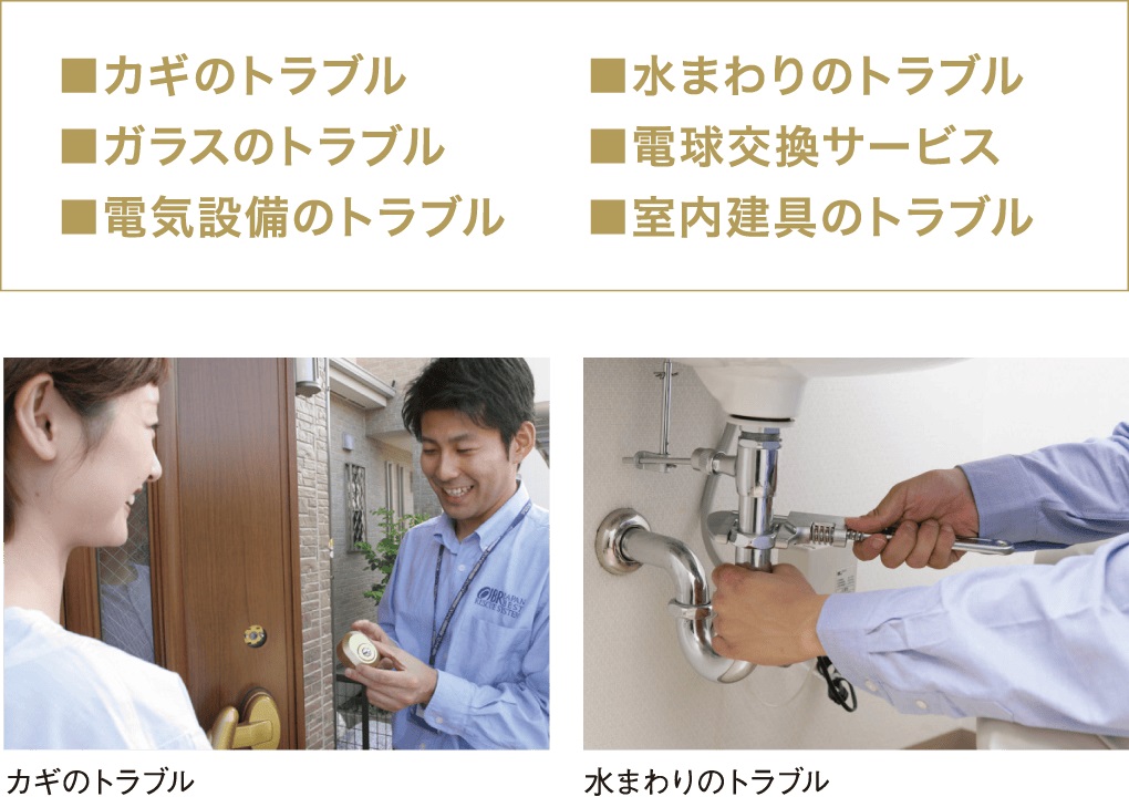困ったことがあれば即対応駆け付けサポート(管理会社によるサポート)