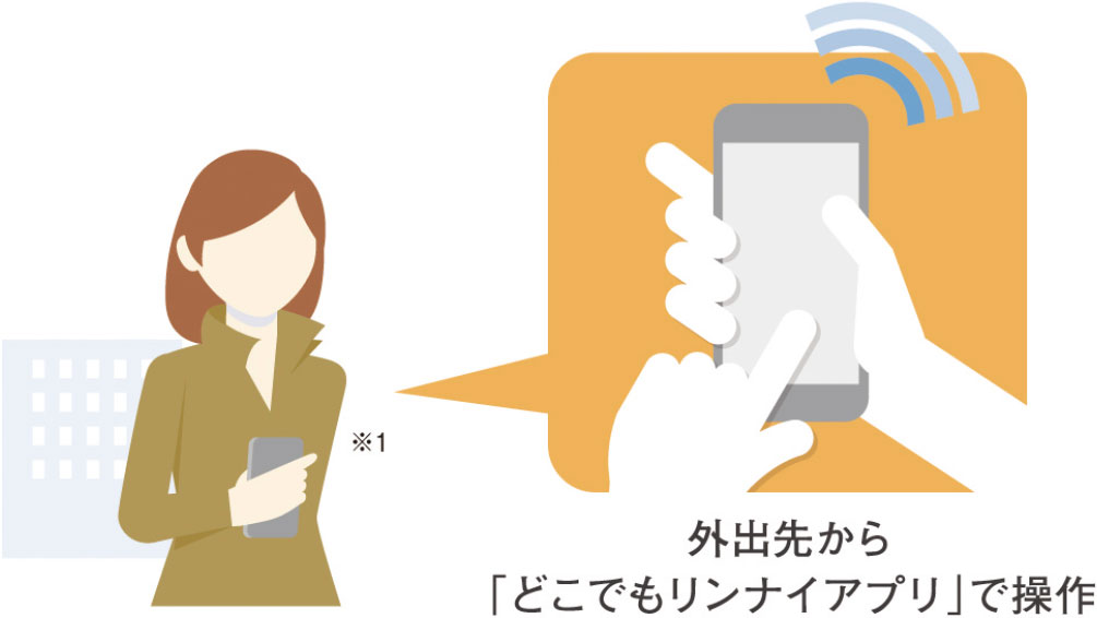 外出先でもスマホを使って、お湯はりが可能。