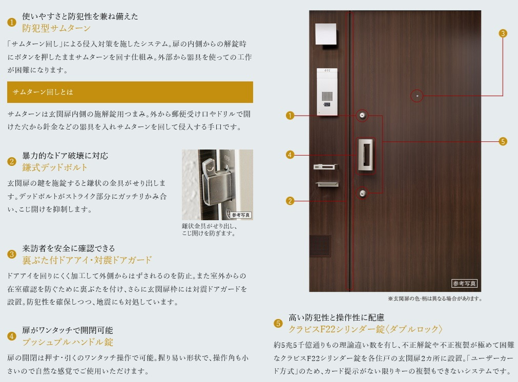 住まいの玄関扉もキメ細やかな配慮でしっかりガードしています。