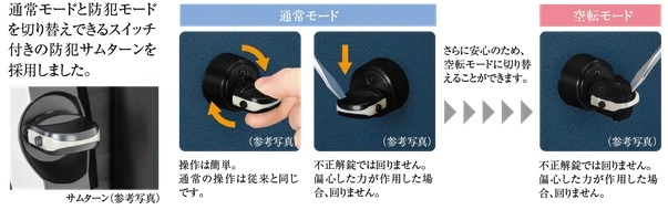 スイッチ式サムターン回し防犯機能