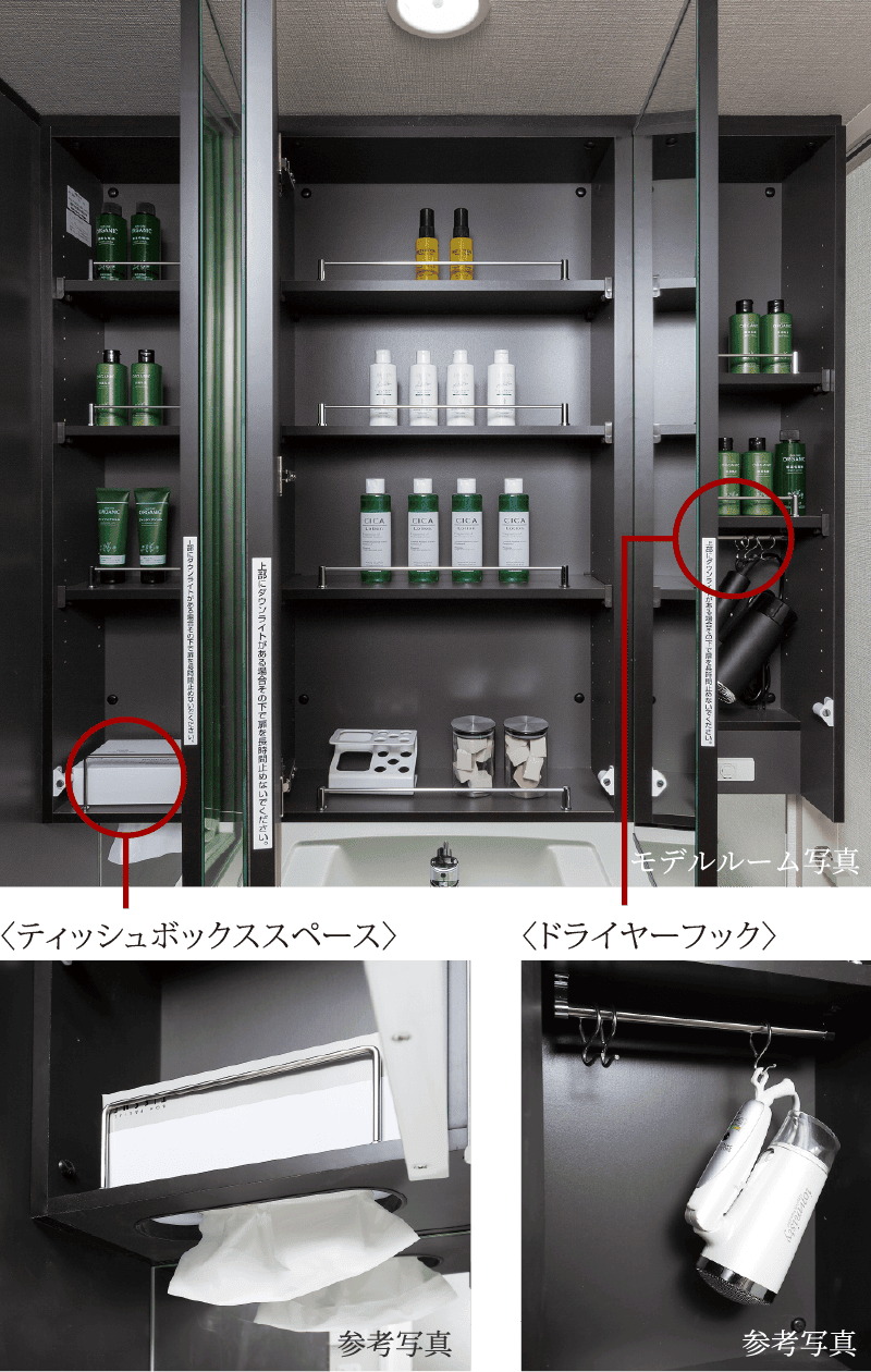三面鏡裏収納