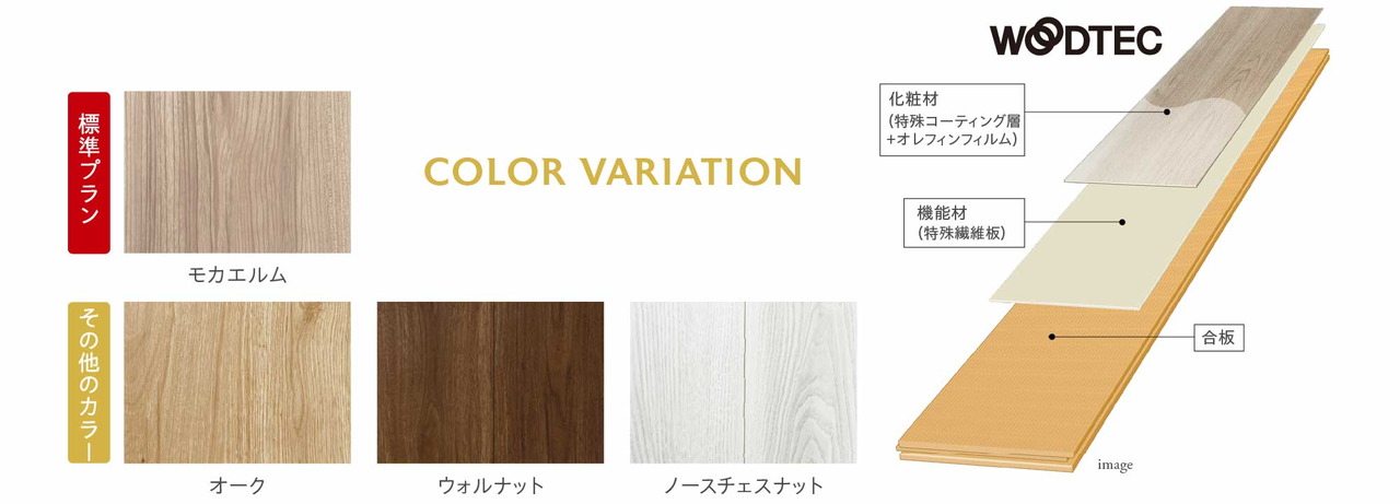 FLOORING
肌が触れるものだからこそこだわりを。見えない部分にも安心を。