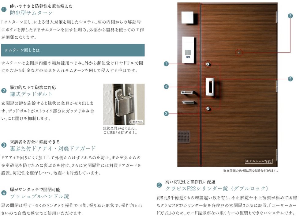 住まいの玄関扉もキメ細やかな配慮でしっかりガードしています。