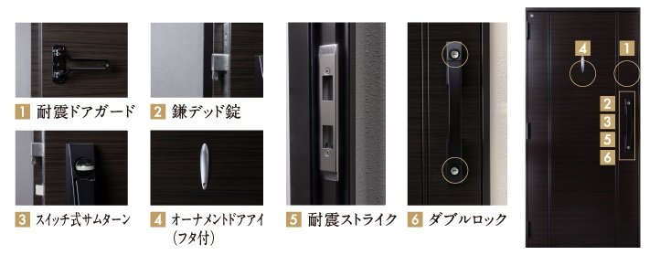 防犯性と操作性を高めたオリジナル玄関ドアを採用