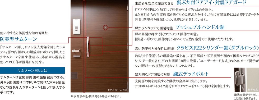 住まいの玄関扉もキメ細やかな配慮でしっかりガードしています