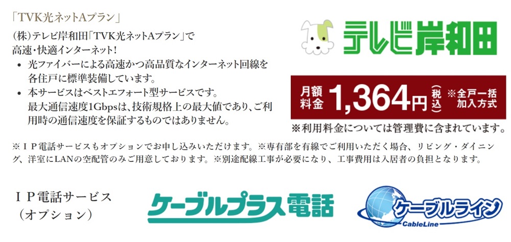 「TVK光ネットAプラン」(株)テレビ岸和田「TVK光ネットAプラン」で高速・快適インターネット!