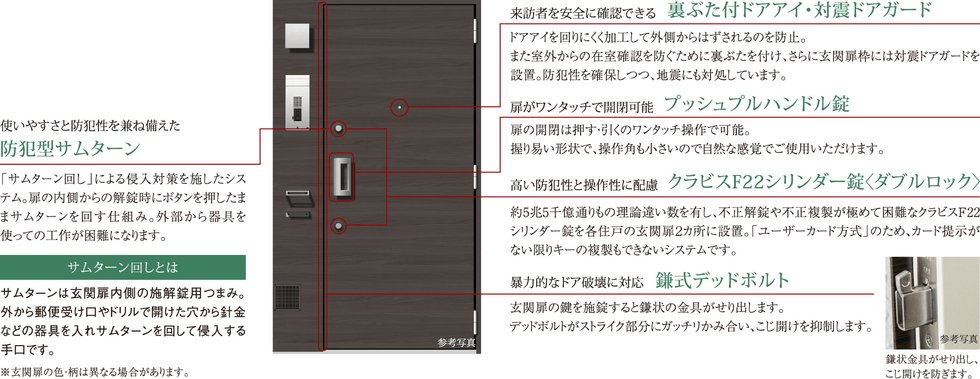 住まいの玄関扉もキメ細やかな配慮でしっかりガードしています。