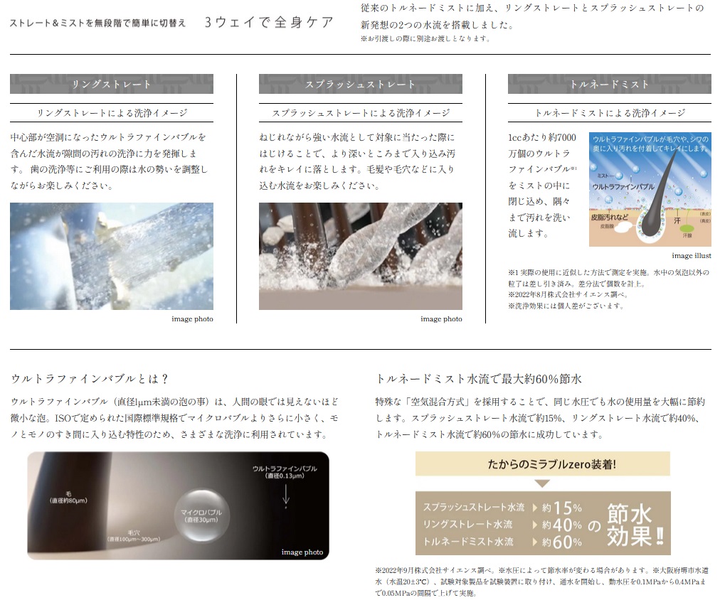 〈 たからのミラブルzero 〉
ウルトラファインバブルを含んだ水が肌や髪質を整える