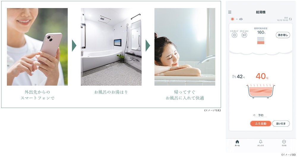 “IoT”による外出先からのお風呂のお湯はり