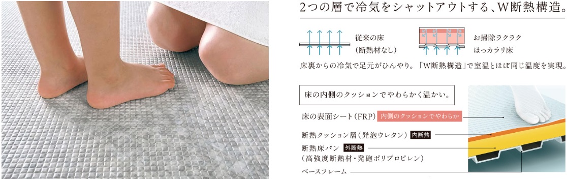 お掃除ラクラクほっカラリ床