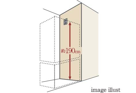冷蔵庫のコンセントを床から約190cmの高さに設置