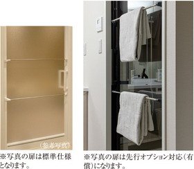 ドア外2段タオル掛け&
浴室カウンター
