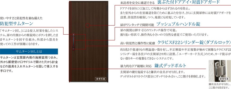 住まいの玄関扉もキメ細やかな配慮でしっかりガードしています。