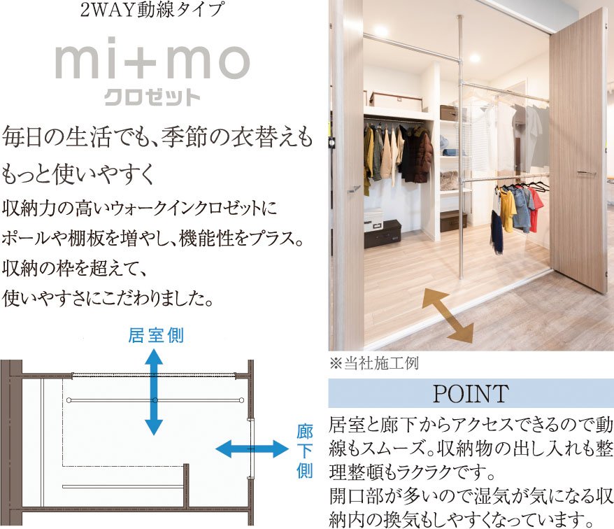 あなぶき興産オリジナルスタイル
2WAY動線タイプ　mi+moクロゼット