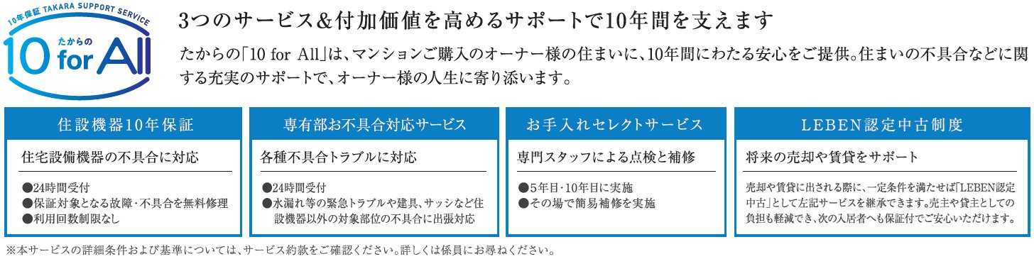 マンションご購入のすべてのオーナー様に【10年間の安心を】