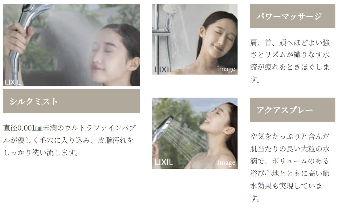 3つの湯のチカラで、くつろぎをアップデート
スイッチ付きエコアクアシャワーSPA