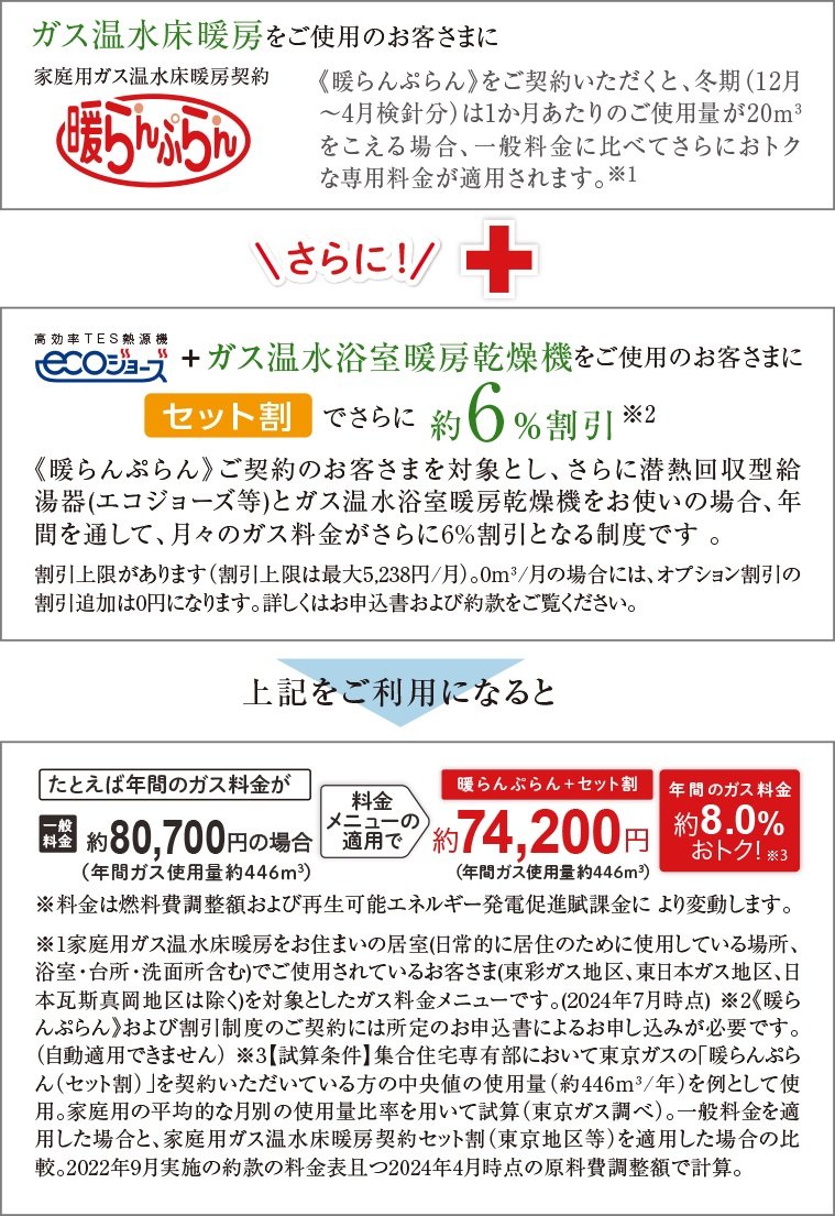 おトクなガス料金メニュー（2024年4月料金単価）