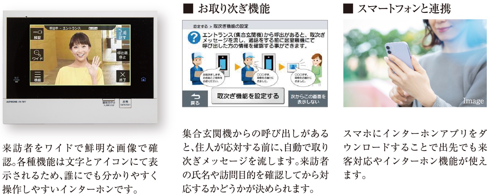タッチパネル式7型ワイドインターホン