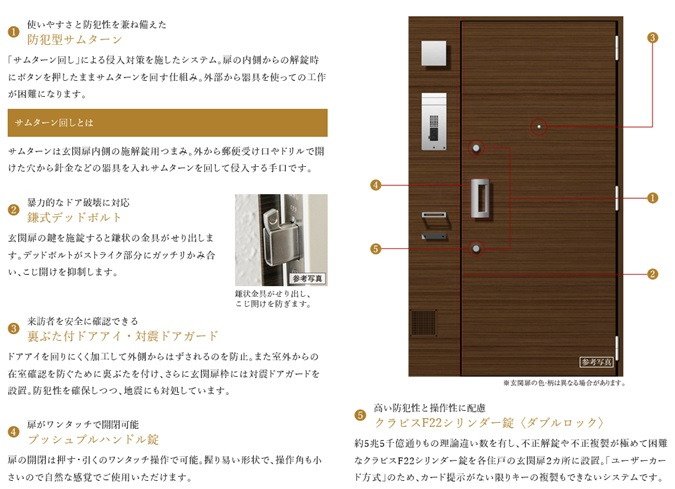 住まいの玄関扉もキメ細やかな配慮でしっかりガードしています。