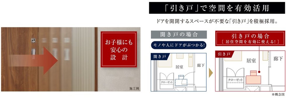 静かに閉じるソフトクローズ引き戸