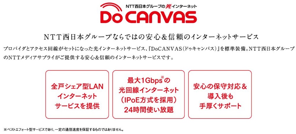 24時間使い放題、最大1Gbpsの光回線インターネットを標準装備