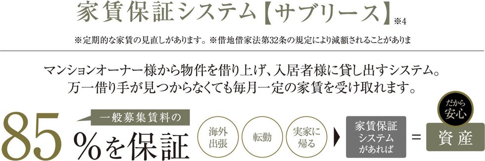 グループ会社「レーベントラスト」が家賃を保証
