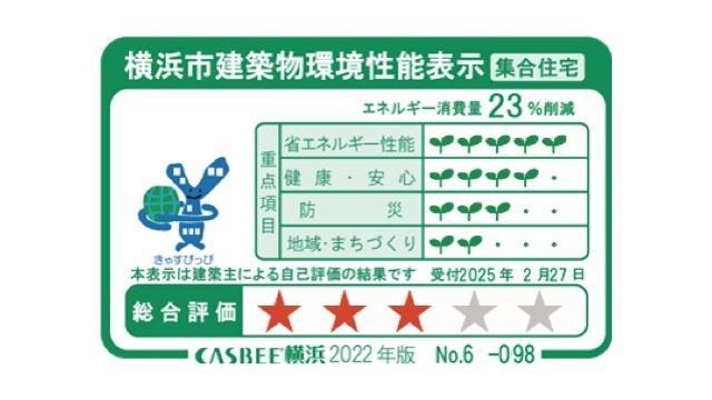 「 CASBEE横浜（横浜市建築物環境性能表示）」評価