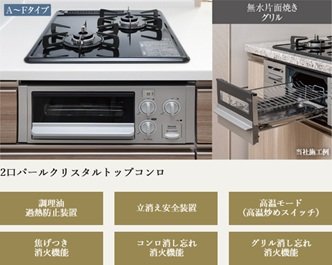 2口パールクリスタルトップコンロ
A～Fタイプ