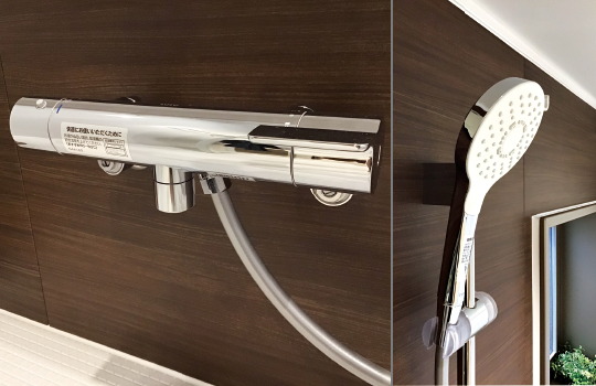 壁付サーモスタット
混合水栓&シャワーヘッド