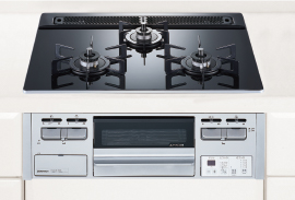 ガラストップ3口コンロ