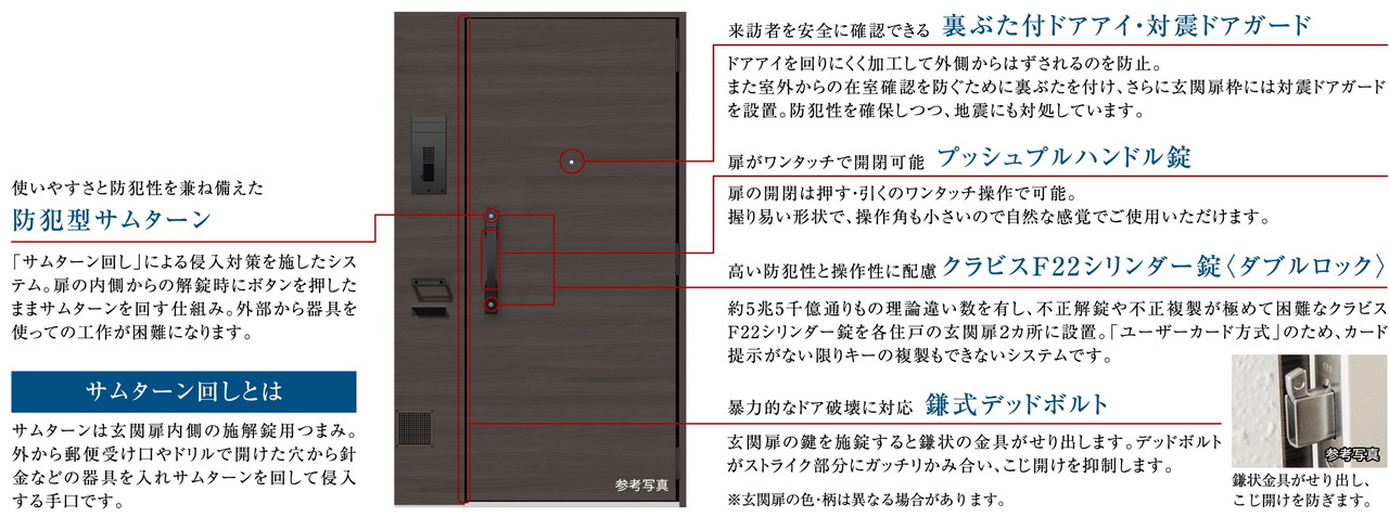 住まいの玄関扉もキメ細やかな配慮でしっかりガードしています。