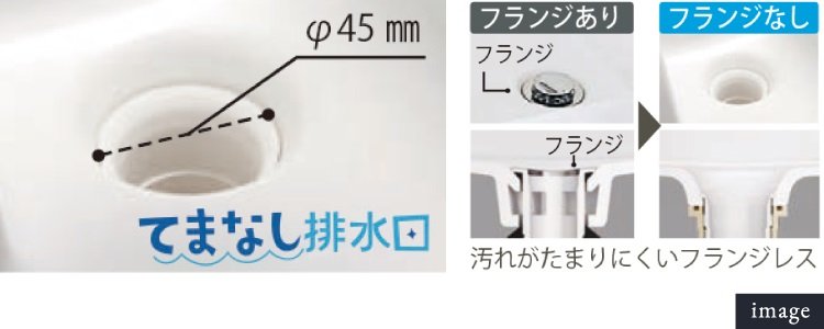 水はけ抜群の大口径排水口
