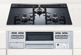 ガラストップ3口コンロ