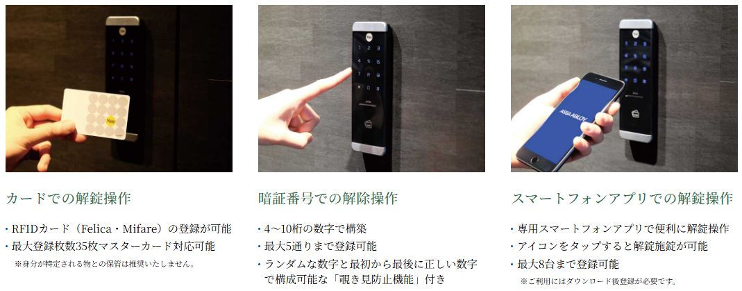 3通りの解錠操作