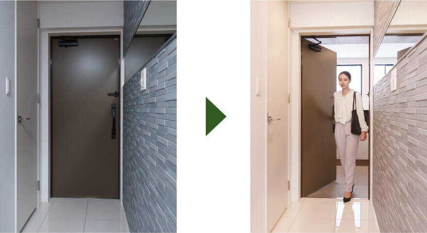 自動的に点灯する人感センサー付玄関