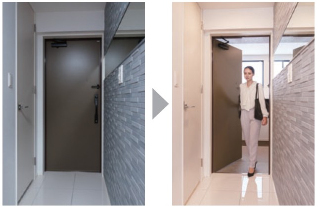 自動的に点灯する人感センサー付玄関